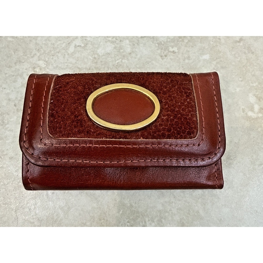 VTG Rolfs Cowhide Leather Key Holder Wallet Red 6 Hook Key Case‎ Snap Closure